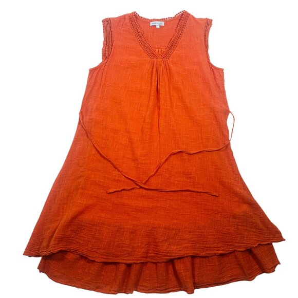 Sleeveless Cotton dress Layered Tunic Top orange size large Marie Claire - Picture 4 of 16